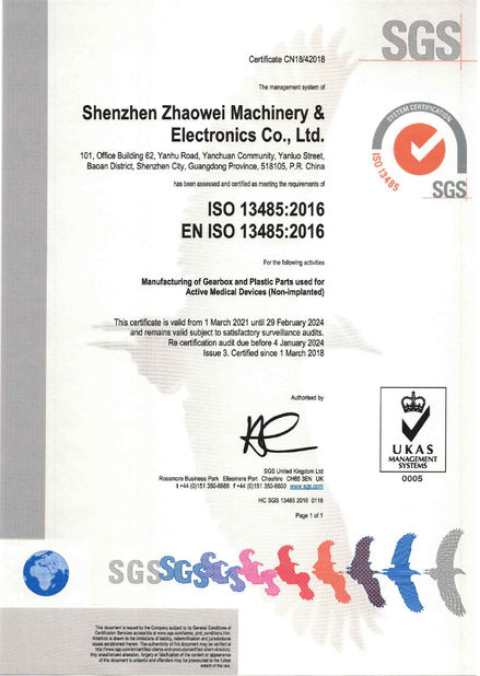 중국 Shenzhen ZhaoWei Machinery &amp; Electronics Co. Ltd. 인증